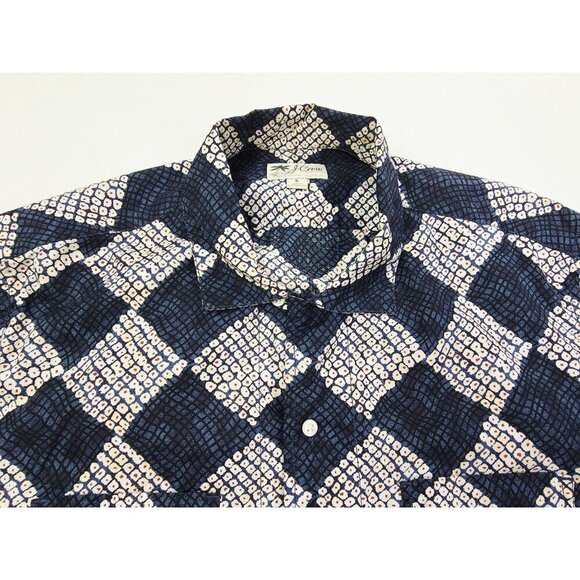 J. Crew Original Sportswear Large Navy White Pattern Short Sleeve Cotton Shirt - Picture 10 of 10